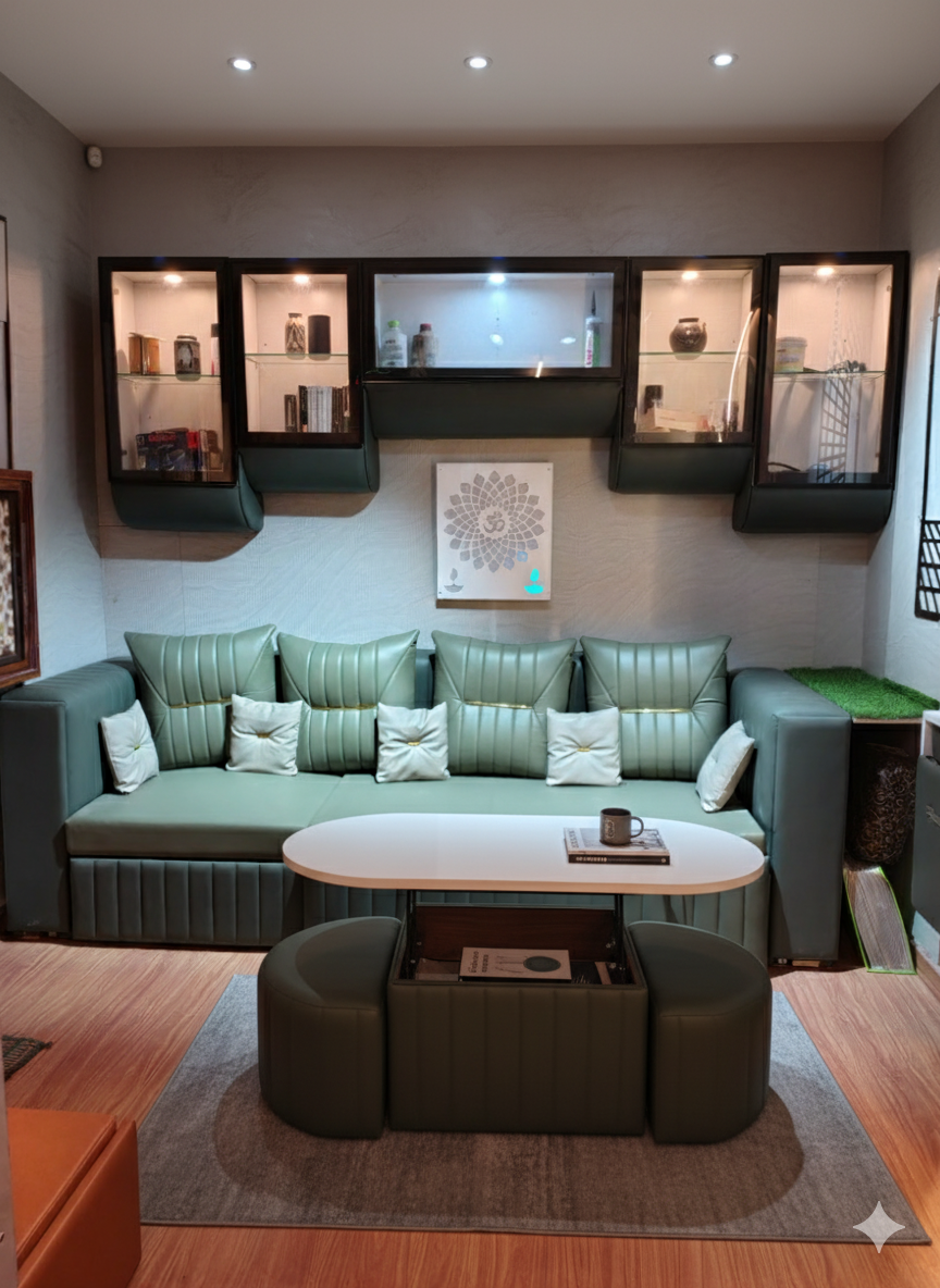 Front view of Grey Modular Sectional Sofa